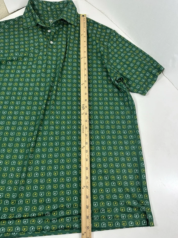 Baylor Bears SIC'EM 365 Polo Shirt Men's XL Green AOP  Performance Dri Fit - Image 2 of 4