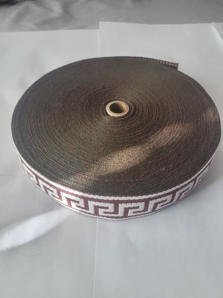 Llave griega de 36 yardas de 1,5 pulgadas de ancho marrón/blanco. Foto 2 de 4