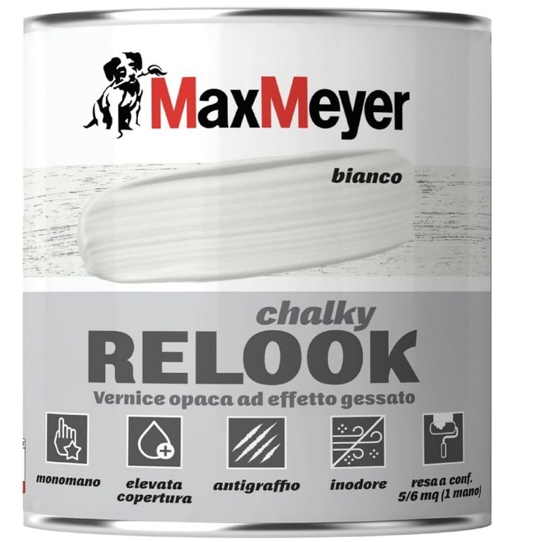 Vernice Metallizzata per Mobili Interni Chalky Relook Bianco 0,5 L