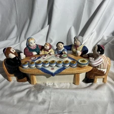 Unique Colorful Ceramic Judaica Menorah Hanukiah Jewish Family Of 3 Generations 