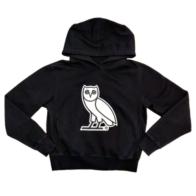 OVO Black OG Hoodie Womens S Oversized White Owl Pockets Octobers