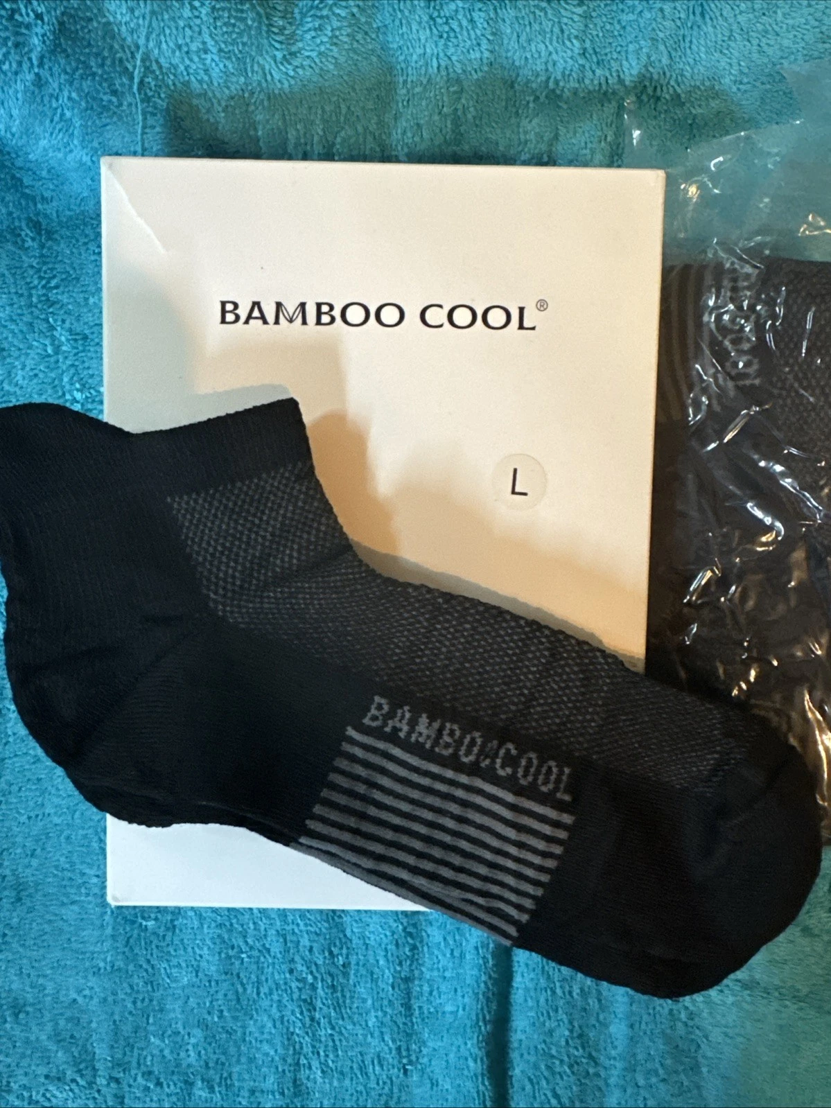 Men Bamboo Cool Black & Gray Ankle Socks 8 Pair NEW Sz L