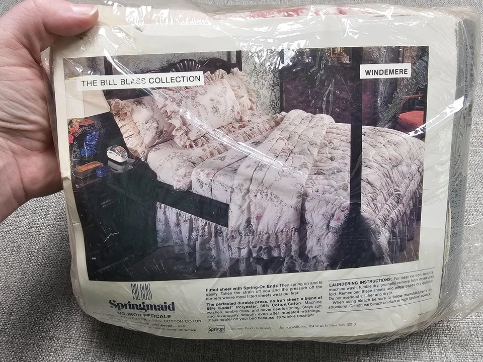 Vintage Bill Blass Springmaid Double Bed Set Floral Windemere No-Iron USA New - Image 4 of 4