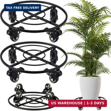 Packs Large Metal Plant Caddy with Wheels Rolling Plant Stands Heavy 13.6" 2