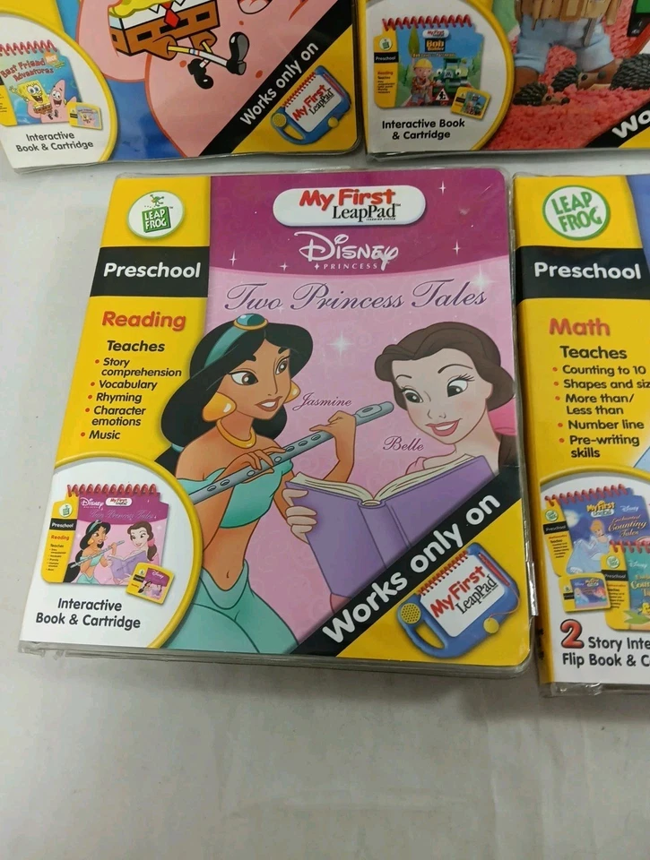 Lot Of 5 My First Leap Pad Books & Cartridges Preschool SpongeBob Disney Vroom - Image 2 of 4