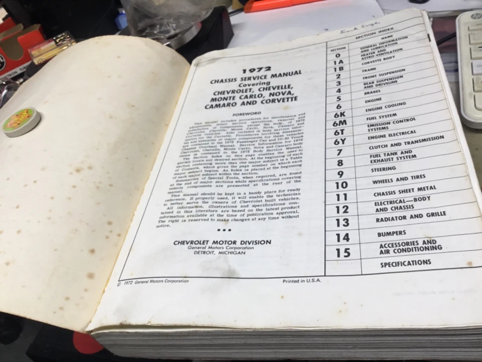 Chevrolet Chevelle Camaro Nova 1972 manual de servicio ST-329-72 en buen estado Foto 2 de 4