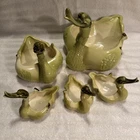 Vintage Hull Happy Duck Family Planters 69/80 Happy Swan Family -Green Set of 5