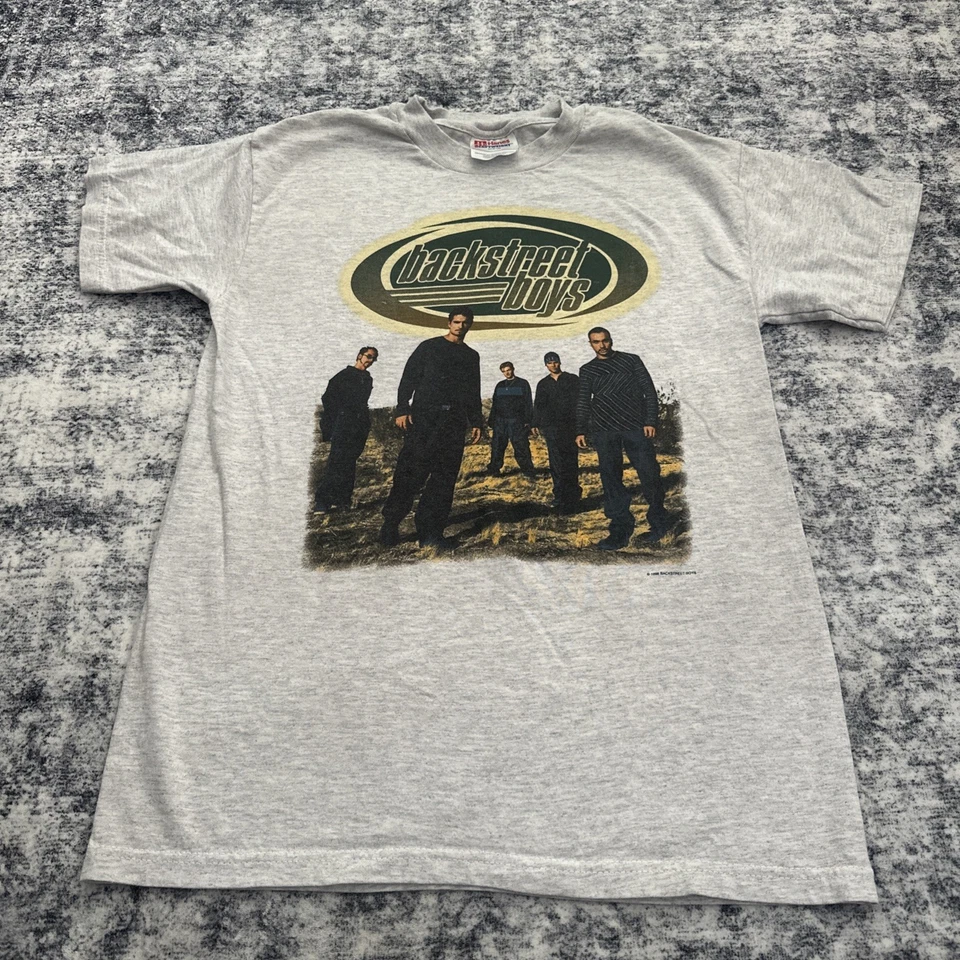 Vintage 1999 Backstreet Boys Youth Shirt Large 14-16 Gray Hanes 90s Short Sleeve - Image 2 of 4