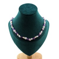 Steine Und Mineralien. Halskette Perlen Amethyst + Mondstein + Kunzit Kette