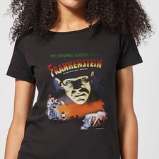 Universal Monsters Frankenstein - Vintage Poster Womens T-Shirt | Black