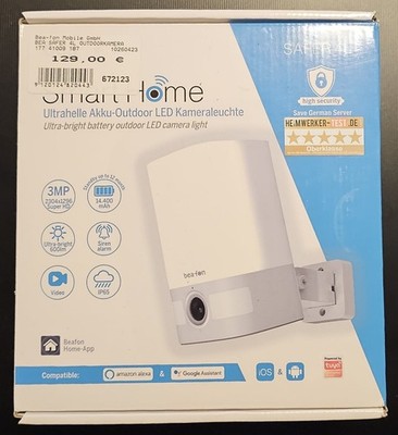 Beafon Smart Home Safer 4L 3MP HD Akku Überwachungskamera LED IP65 Micro SDSlot 