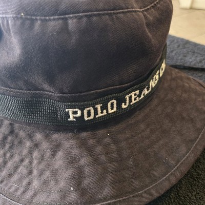 Vintage Polo Sport Ralph Lauren Bucket Hat Cap Size L/M Y2K Black