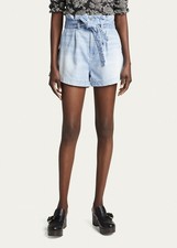 Veronica Beard Nori Extra High Rise Paper Bag Denim Shorts Size 25