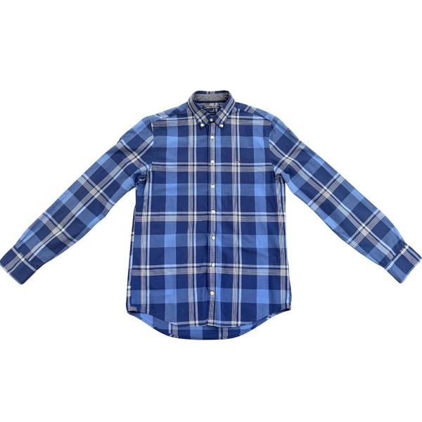 Camisa Tommy Hilfiger hombre M New York Fit cuadros azul 100% algodon