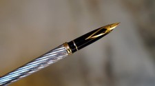 STYLO PLUME SHEAFFER TARGA FRED FORCE 10 - METAL PALLADIE - PLUME OR MASSIF 18 K