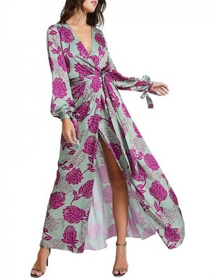 PatBo Celia Floral Maxi Wrap Dress Size 2