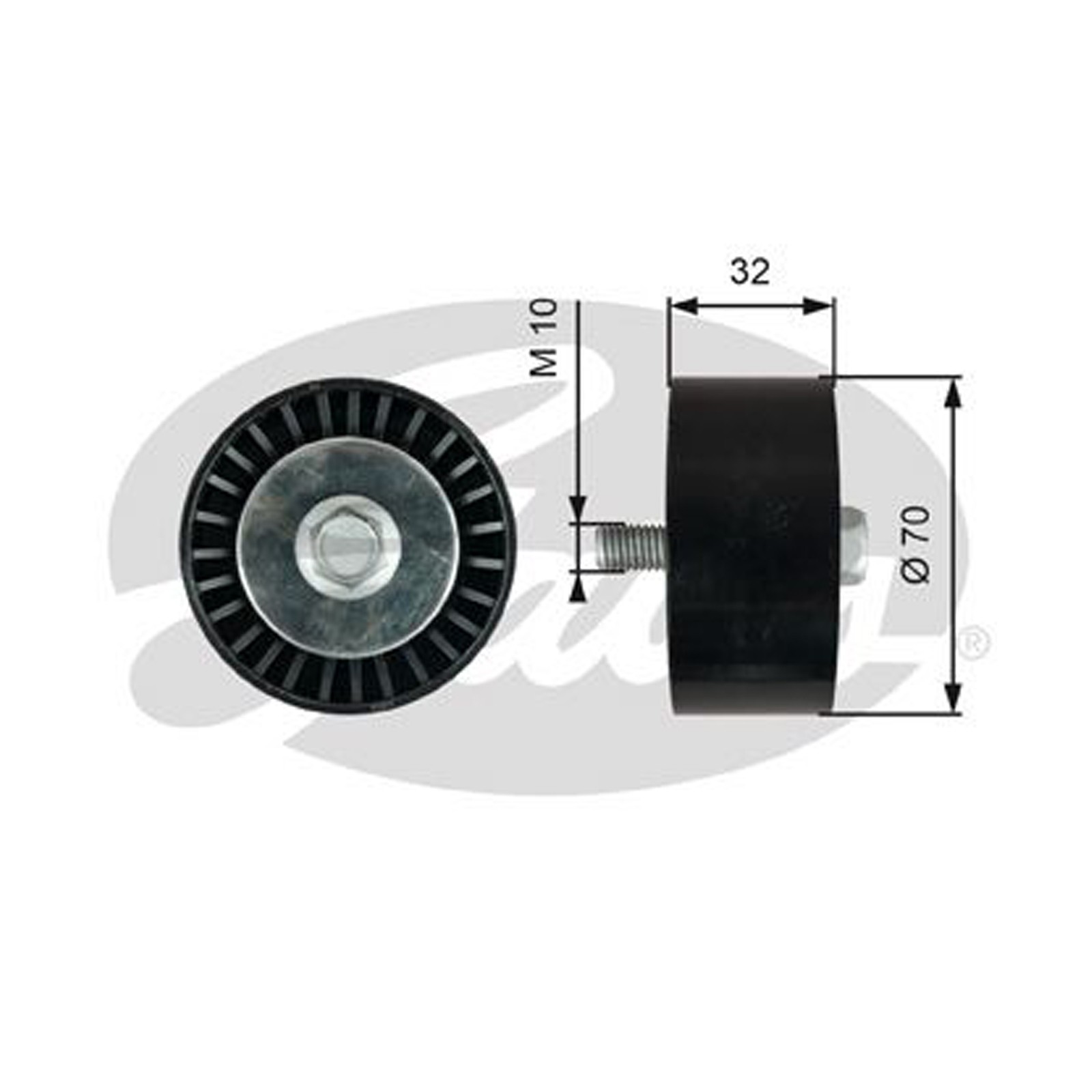 Lower GATES-OE T36748 Deflection/Guide Pulley, V-ribbed belt for CHEVROLET,OPEL, - Image 13