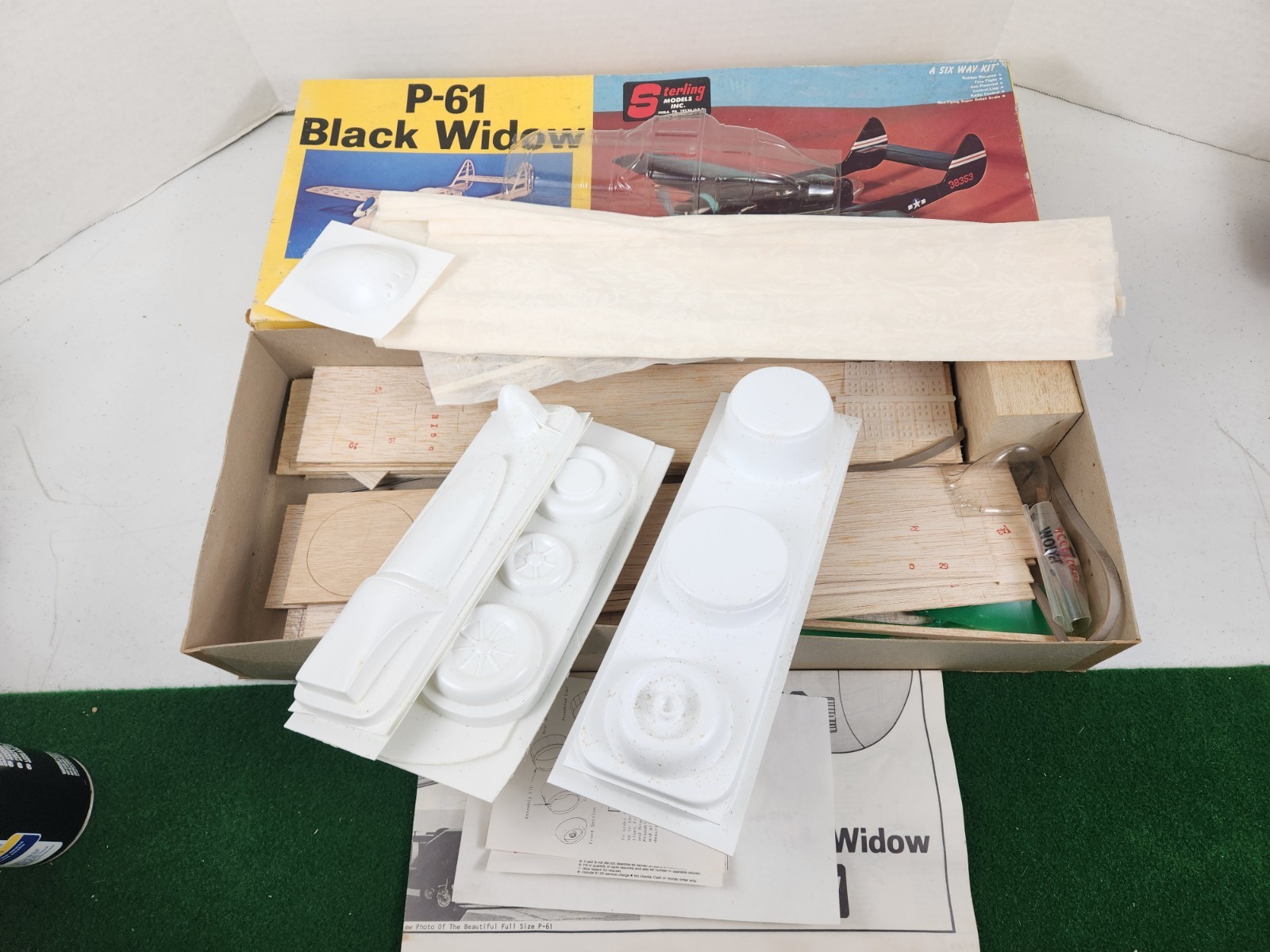 Vintage Sterling Models P-61 Black Widow balsa Model Airplane kit E-15 UNBUILT! 