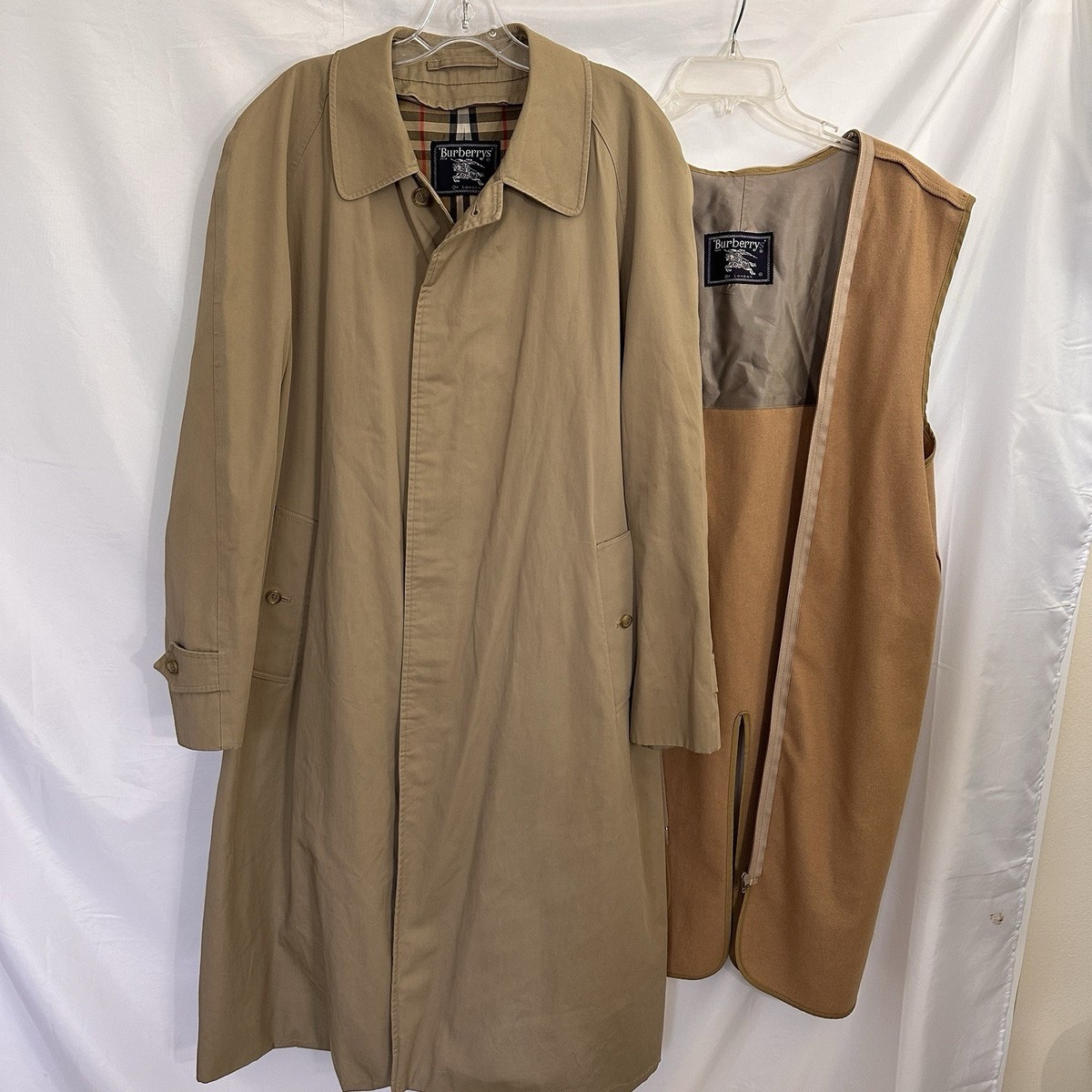 Vintage Burberry Men's Trench Coat Nova Check Lining w/ Wool Zip