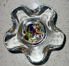 Vintage Murano Italian Art Glass Signed  Bowl Tutti Fruitti Confetti