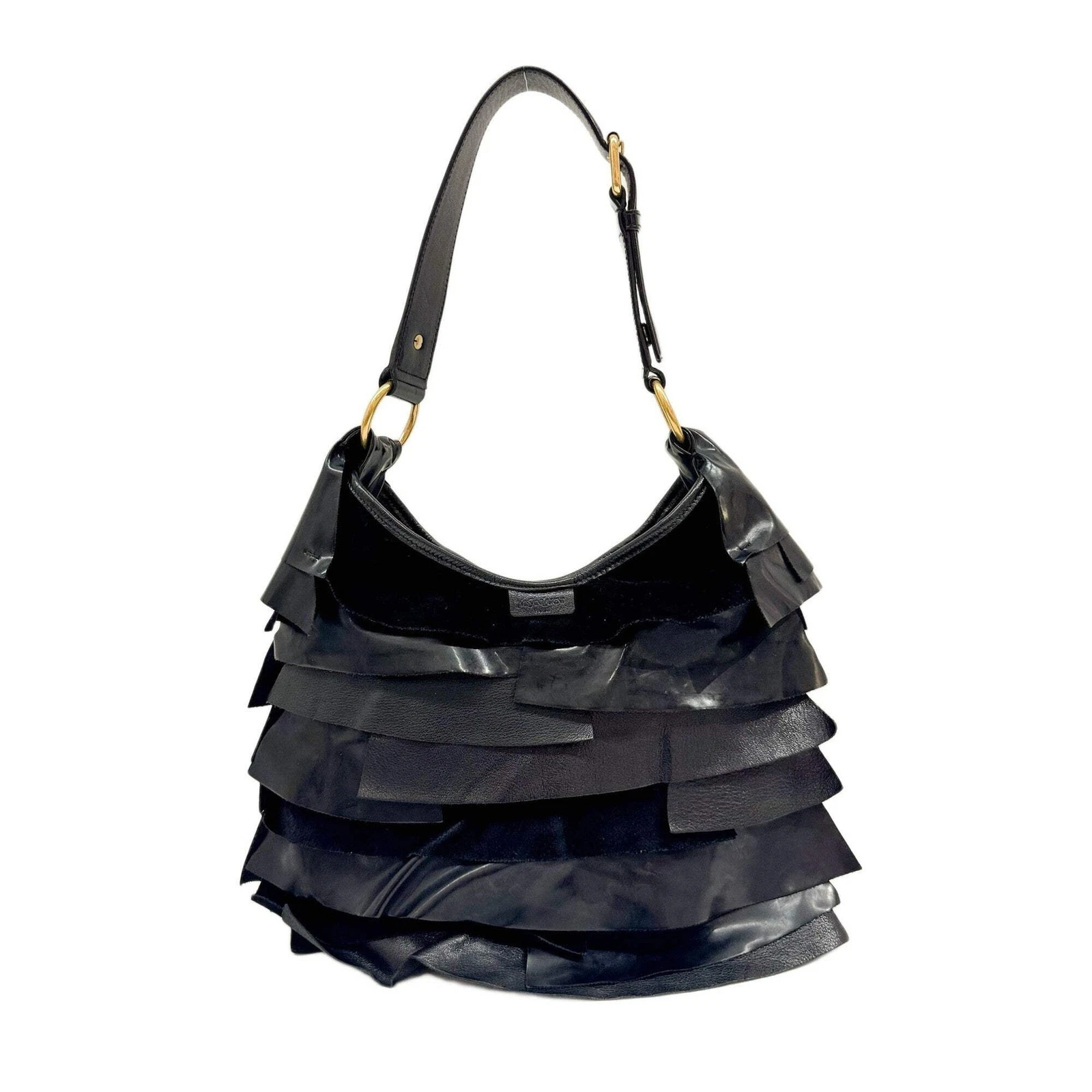 Saint Laurent — SAINT LAURENT Saint Tropez Black Leather & Suede Shoulder Bag