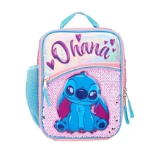 Disney Lilo & Stitch Ohana Sequined Lunch Bag with Mesh Side Pocket