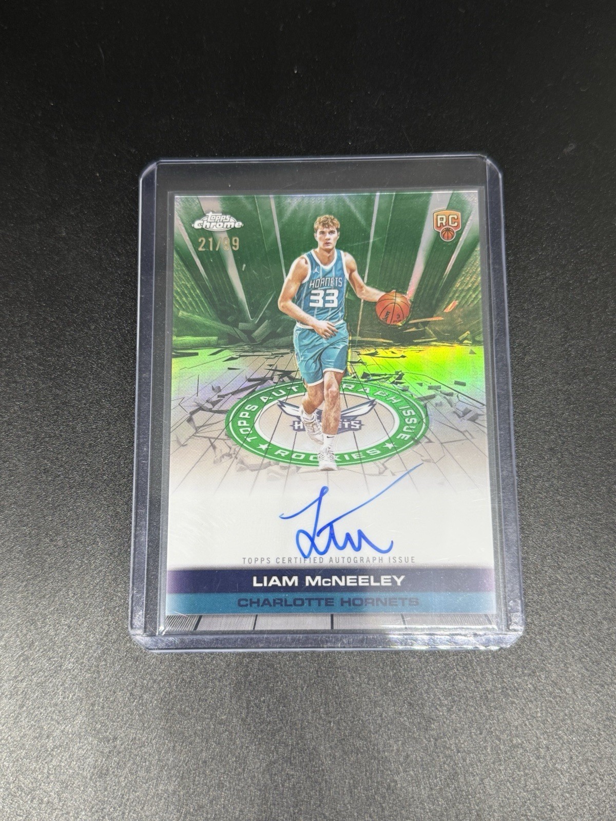 2025-26 Topps Chrome #TAUR2-LMC Liam McNeeley Auto Issue RC Green Refractor #/99