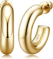 Ohrringe Gold 18K Vergoldet Hypoallergen Chunky Creolen Zirkonia FüR Damen