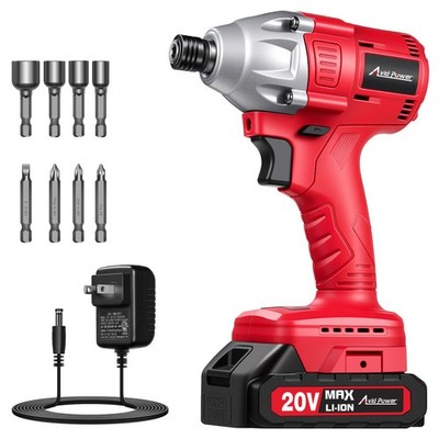 AVID POWER 20V Brushless 1/4'' Impact Driver Kit, 2220in-lbs High Torque, Red 