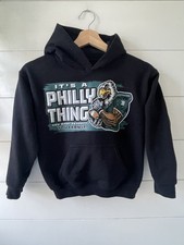 Philadelphia Eagles It  s A Philly Thing Hoodie Sweatshirt S Kids Heavy Blend BLK