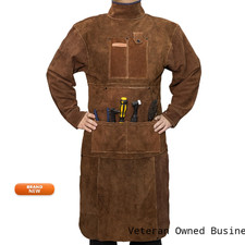 Yeswelder Leather Welding Apron Sleeve And 6 Pockets Heat Flame Resistant