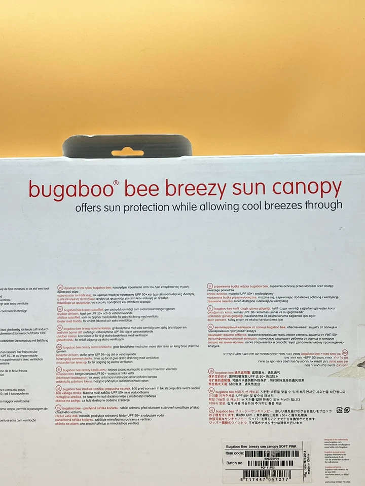 Bugaboo Bee Breezy Sun Canopy Soft Pink 80620SP01 - Image 4 of 4