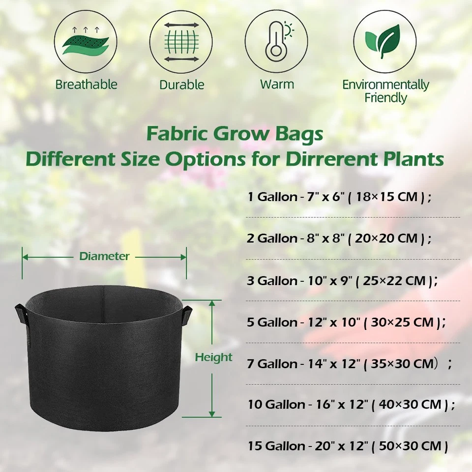 Пакет из 10 мешков для посадки и выращивания утолщенной нетканой ткани горшок для детской почвы сада - Изображение 2 из 4