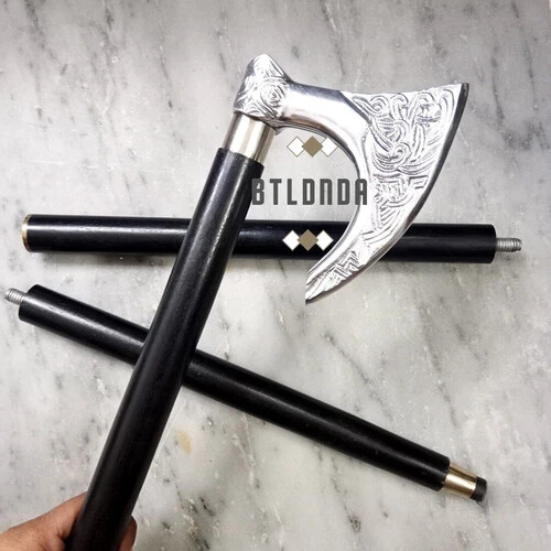 Beautiful Silver Finished Solid  Axe Head Handle … - image 5