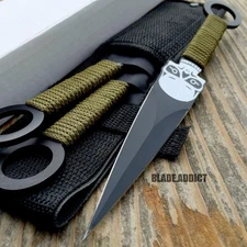 3 Pc 8" Zombie Killer Ninja Tactical Throwing Knife Set w/ Sheath Combat Kunai