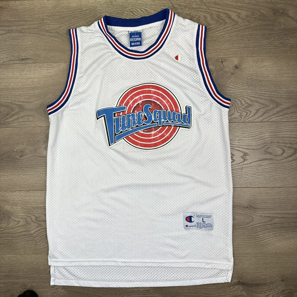 Space Jam Tune Squad Logo Bugs Bunny #1 White Basketball Jersey (Adult  Small) 