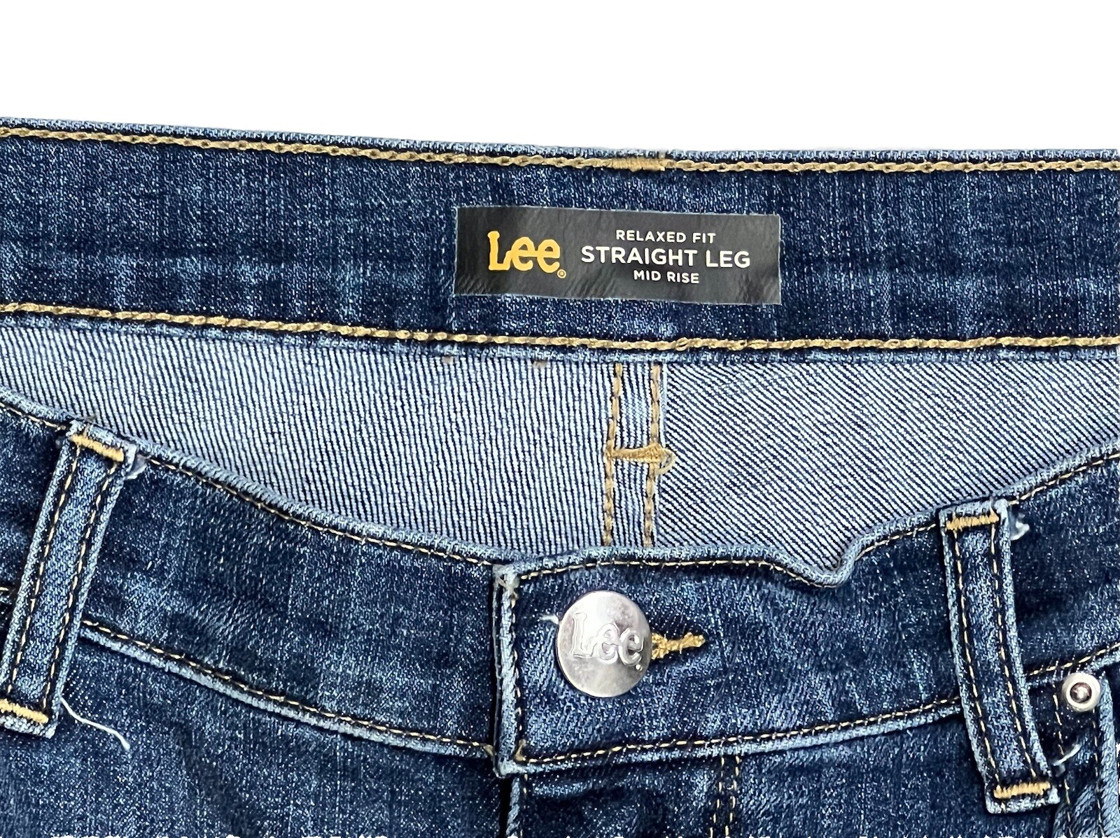 Lee Relaxed Fit Straight Leg Stretch Jeans Women's 14 Short Blue Mid Rise thumbnail 3