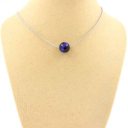 Collier Acier Inoxydable Doré Œil de Tigre A - Colliers, Minéraux