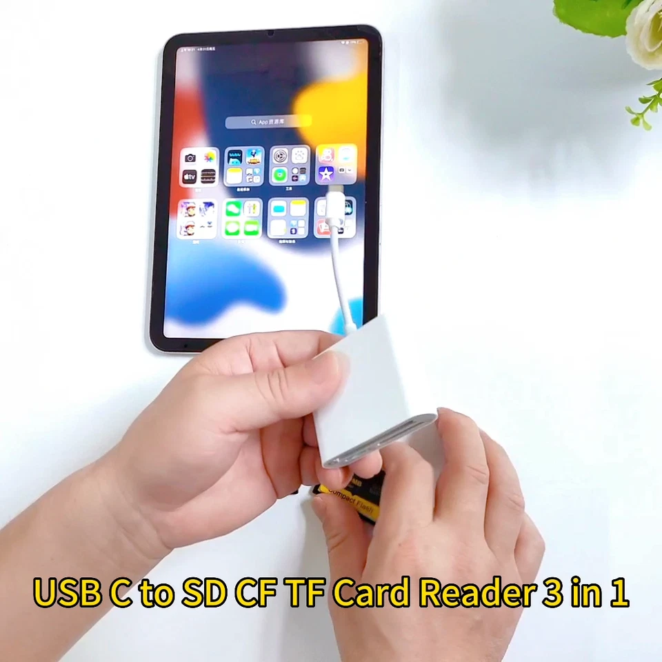 A USB C to SD CF Card Reader for iPad Pro/Macbook Supports CompactCF/SD/TF card* - Image 2 of 4