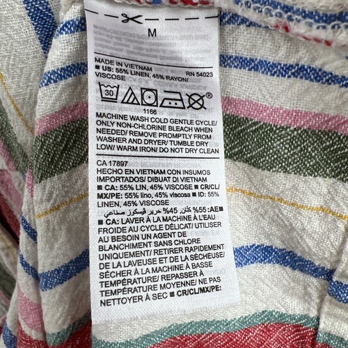 Old Navy Dress Womens striped linen blend button up V Neck Beachy Coastal size M - Picture 4 of 8