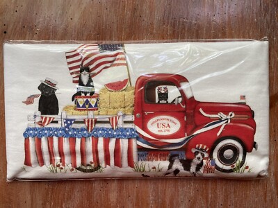 Mary Lake Thompson 4th Of July Parade Truck, Dogs & Cats Flour Sack Towel