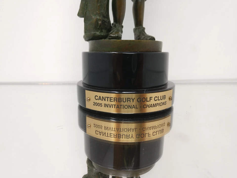 Ron Dewey LOST WAX 12 英寸球童高尔夫 TROPHY 坎特伯雷乡村俱乐部 BRONZE — 第 2/4 张图片