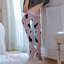 3 Pack High Tube Knee Socks Dreses Lovely Over-the-knee White Stockings Women's