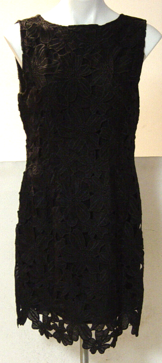 kaii LA CA Women Dress Black Floral Lace Large Lined Elegant  