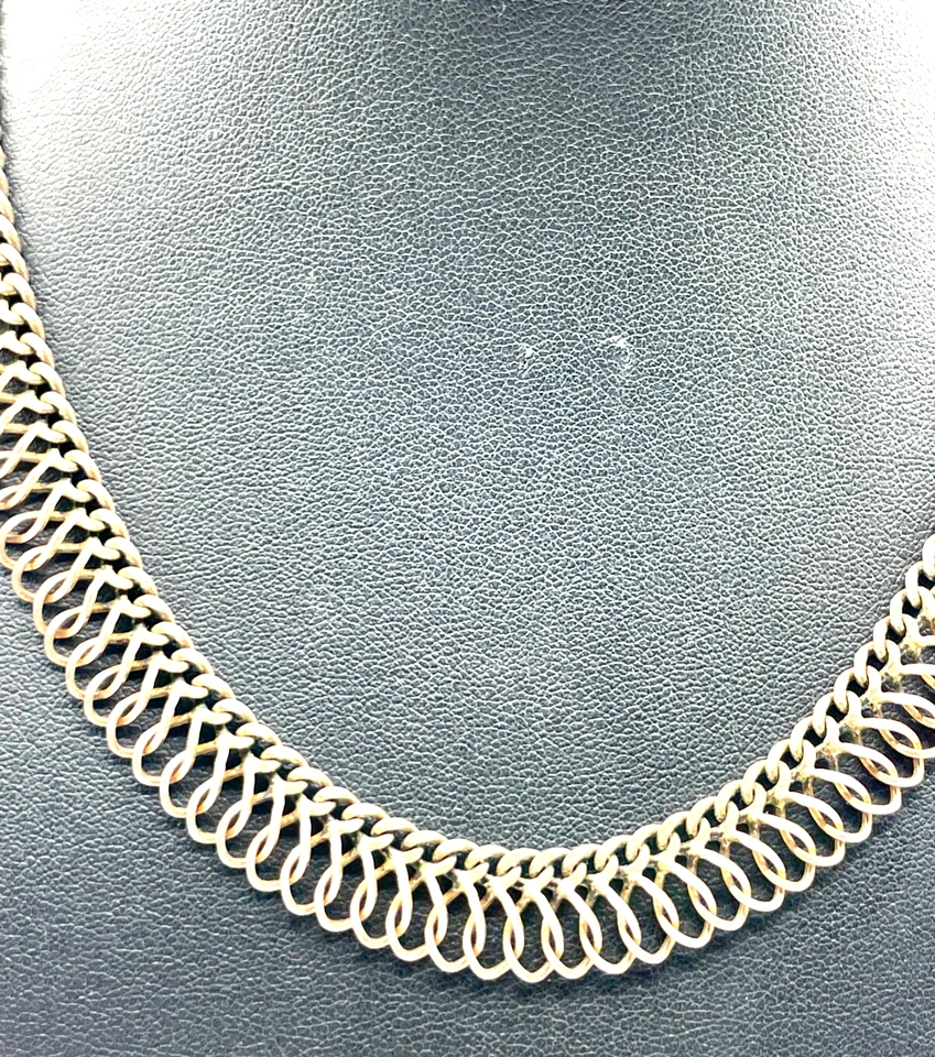 Vintage Design Silber Kette 835 FBM Collier 70er J Längenverstellbar bis 47,5cm - Bild 2 von 4