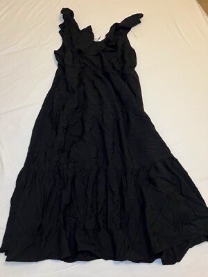 Women s Flutter Short Sleeve Maxi A- Line Dress Ava & Viv Black 1X