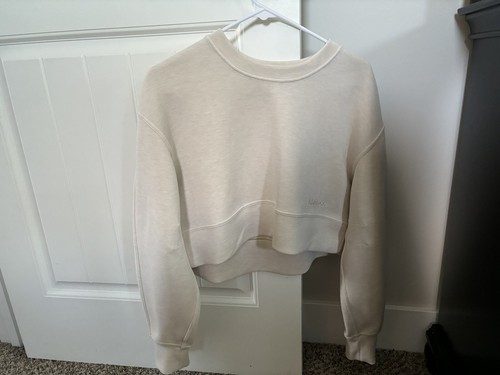 Lululemon Soft Ambitions Crop Crew Neck sweater shirt Heathered Beige XS/Small - 第 3/3 張圖片