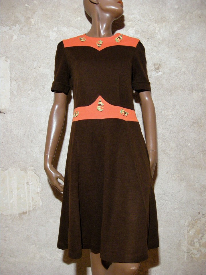 Robe Vintage Années 60 Style Space Age - Marque Ted Lengley - Taille 38 - Occasion Très Bon état
