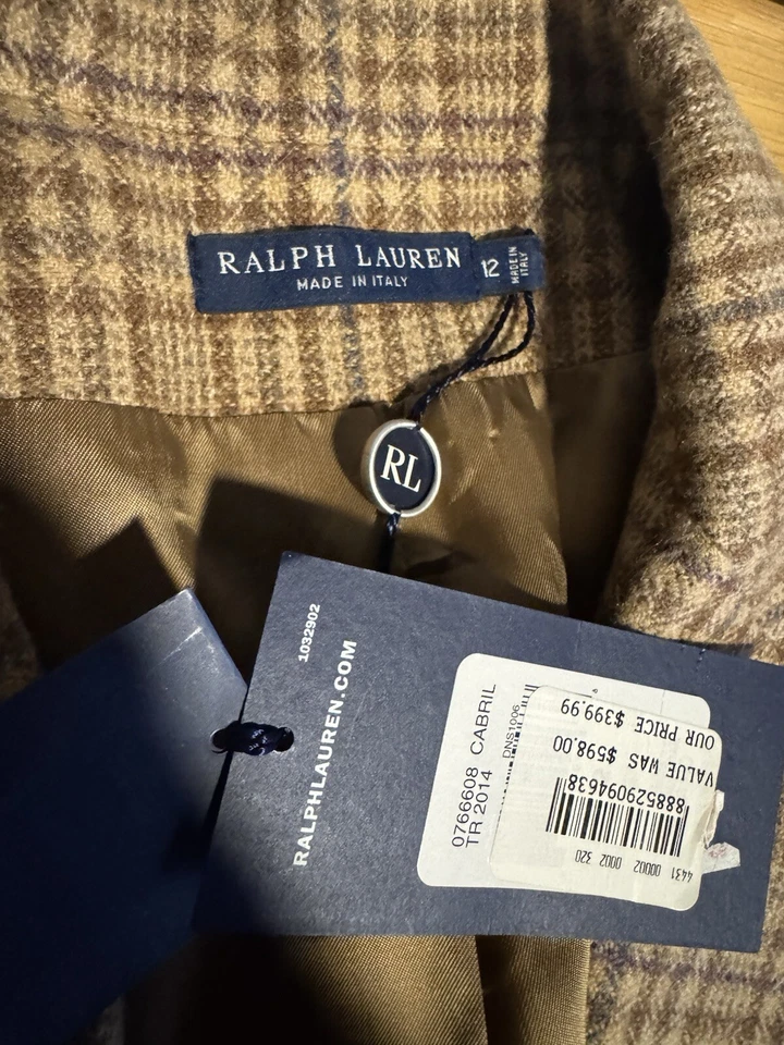 $598 Ralph Lauren 12 Large Brown Plaid Blazer Jacket Tweed Polo RRL Coat Rugby - Image 2 of 4