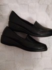 WOMENS JUDITH BLACK SLIP ON LOAFERS LOW WEDGE HEEL SIZE 8 PERFECT! — photo 1